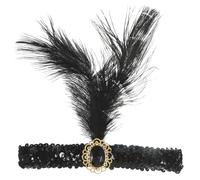 Bandeau des Années 1920 pour Femmes Noir, Plume D’autruche | Plastique, Style Vintage Élégant, pour Banquet et Mariage, Coiffe Décorative au Charme Raffiné