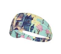 Bandeau d'exercice élastique avec image de château de conte de fées, serre-tête pour hommes et femmes, bandeau pour cheveux pour Yoga et Fitness