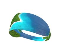 Bandeau d'exercice élastique avec image d'une île dans l'océan, serre-tête pour hommes et femmes, bandeau pour cheveux pour Yoga et Fitness