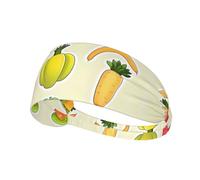Bandeau d'exercice élastique avec impression de fruits et légumes de dessin animé - Évacuation de l'humidité pour le basket-ball, la course, le tennis et tous les sports
