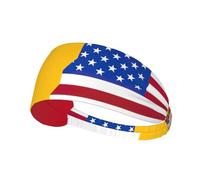 Bandeau d'exercice élastique imprimé drapeau américain espagnol - Évacuation de l'humidité pour basket-ball, course à pied, tennis et tous les sports