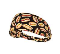 Bandeau d'exercice élastique imprimé Fun Food Hot Dogs - Ajustement réglable - Idéal pour le yoga, la randonnée