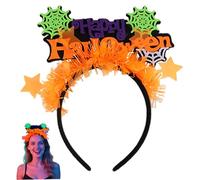 Bandeau d'Halloween, boucle de cheveux fluorescente d'araignée et de lettres, accessoires cheveux Halloween élastiques pour cosplay et accessoires photo, costumes pour femmes