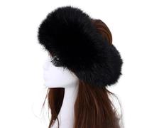 Bandeau d'hiver en fausse fourrure, casquette chaude pour l'hiver, bandeau pour cheveux, bandeau pour femme, bandeau d'hiver (noir)