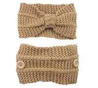 Bandeau d'hiver tricoté avec nœuds élastiques et boutons noués pour l'hiver - Cache-oreilles doux pour l'extérieur
