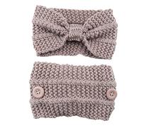 Bandeau d'hiver tricoté avec nœuds élastiques et boutons noués pour l'hiver - Cache-oreilles doux pour l'extérieur