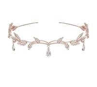 Bandeau diadème de mariage en feuille de strass for mariées, bandeau couronne en or Rose for concours de mariage, bal d'anniversaire(Gold)
