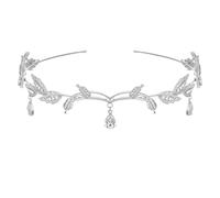 Bandeau diadème de mariage en feuille de strass for mariées, bandeau couronne en or Rose for concours de mariage, bal d'anniversaire(Silver)