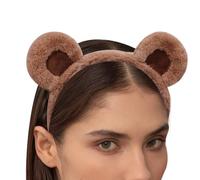 Bandeau D'oreilles Animales - Bande De Cheveux En Peluche En Forme D'ours, Bande De Costumes De Maquillage | Tissu Doux Doux, Design Amusant Avec Un Groupe Extensible, Parfait Pour Laver Le Visage, Ro