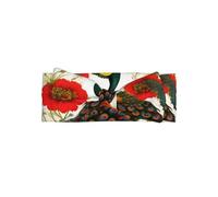 Bandeau doux pour bébé paon avec nœud à fleurs rouges et nœud élégant chaud et doux pour les nouveau-nés et les tout-petits