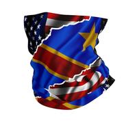 Bandeau Drapeau Blanc De L'Amitié Entre Les États-Unis Et La République Démocratique du Congo Anti-Vent Demi-Masque Durable Masque pour Cadeau Carnaval Randonnée 2 Pièces