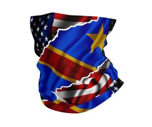 Bandeau Drapeau Blanc De L'Amitié Entre Les États-Unis Et La République Démocratique du Congo Anti-Vent Demi-Masque Durable Masque pour Cadeau Carnaval Randonnée 2 Pièces