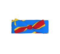 Bandeau drapeau du Congo avec nœud pour bébé fille - Bandeau en polyester doux et extensible, parfait pour les nouveau-nés de 0 à 6 mois, cadeau de bébé, accessoire photo