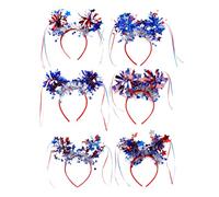 Bandeau du 4 juillet, Bandand patriotique Femmes - 6x cerceaux de cheveux blancs rouges et bleus - Favors décorations bandeaux pour le Memorial Day, Labor pour le Memorial Day, la Journée du Travail,