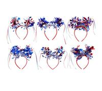 Bandeau du 4 juillet, bandeau du Jour de l’Indépendance - 6X bandeaux étoiles rouges, blancs et bleus avec glands,Sphere Design Accessoire d'habillage pour les événements de la Journée des anciens com