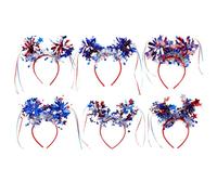 Bandeau du 4 juillet, bandeau patriotique | 6X Accessoires pour cheveux patriotiques avec glands blancs rouges - Décoration de cheveux Design sphère, couvre-chef de Costume pour et adultes