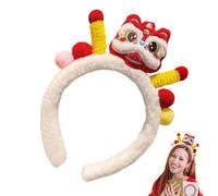 Bandeau du Nouvel An - Accessoires pour cheveux du Nouvel An chinois, casque du Nouvel An | Épingle à cheveux de danse du en peluche blanche et rouge, pince à cheveux en peluche r