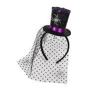 Bandeau effrayant en toile d'araignée et voile avec chapeau haut-de-forme - Joli support de cheveux en direct pour cosplay pour filles - Bandeau mignon pour femme - Bandeau décoratif pour femme - Pour