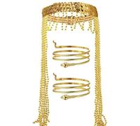 Bandeau égyptien pour fête d'Halloween pour adolescent adulte prenant des photos avec bracelet en forme de serpent doré pour cheveux bandeau cosplay pour femme Halloween avec