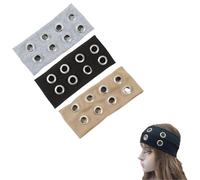 Bandeau élastique à œillets creux avec rivets de style punk, accessoires de cheveux élastiques décontractés pour filles (noir + gris + kaki, taille unique)