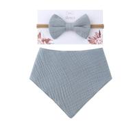 Bandeau élastique à noeud pour bébé fille, ensemble de serviettes de salive, bandeau de cheveux princesse, Kit en tissu doux et pur, 2 pièces