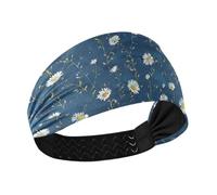 Bandeau élastique absorbant la transpiration avec petites fleurs bleu denim, pour sport, cyclisme, basket-ball, randonnée