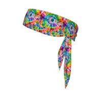 Bandeau élastique anti-transpiration pour homme et femme Motif tie-dye hippie