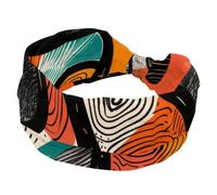 Bandeau élastique antidérapant à motif blocs de couleurs abstraites dessiné à la main pour femme, large bandeau anti-transpiration, bandeau de yoga pour entraînement, sport, gym, course à pied