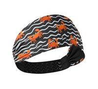 Bandeau élastique antidérapant avec motif vague de crabe orange pour le lavage du visage de football, banda para el cabello