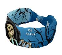 Bandeau élastique antidérapant pour femme, carte d'invitation pour fête d'Halloween, tête de mort, faucille, fantôme, large bandeau à cheveux noué torsadé, accessoire pour cheveux