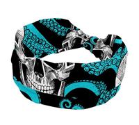 Bandeau élastique antidérapant pour femme, motif tête de mort, bleu pieuvre, bandeau de yoga pour entraînement, gym, course, fitness, sport