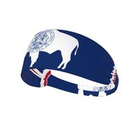 Bandeau élastique avec imprimé drapeau de l'État du Wyoming - Bandeau de sport, parfait pour la course, le cyclisme, le yoga, etc
