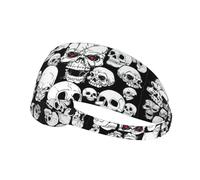 Bandeau élastique confortable avec impression tête de mort - 10,9 x 34 cm - Doux et respirant