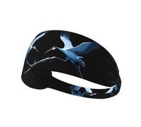 Bandeau élastique de sport avec grues volantes YYHWHJDE sur une image de branche, séchage rapide, évacuation de l'humidité