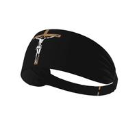 Bandeau élastique d'exercice avec Croix de Jésus pour Femmes et Hommes, Larges Bandeaux pour Femmes, Bandeaux de Sport, Bandeau de Sport Tendance pour Le Yoga et Le Fitness