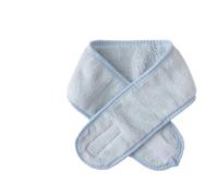 Bandeau élastique en polaire corail avec autocollant magique pour le maquillage, le spa, le visage, la douche (bleu paon)