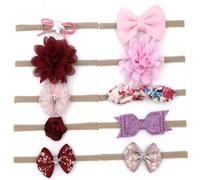 Bandeau Élastique En Tissu Pour Bébé, 10 Pièces, Cadeaux Pour Enfants, Accessoires De Cheveux Pour Nouveau Né, Motif Floral Unique, Noeud Papillon Mignon Pour Filles
