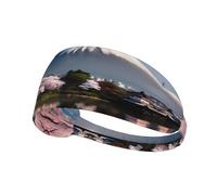 Bandeau élastique imprimé Mt. Fuji au début du printemps : bandeau élastique pour la course à pied, la gym, le cyclisme, le yoga, le fitness et les voyages