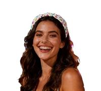 Bandeau élastique imprimé noué pour fête, concert, style bohème, accessoire de mode, blanc, taille unique