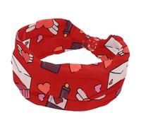 Bandeau élastique large pour femme avec inscription Happy Valentine's Day Love Card Cake - Bandeau souple antidérapant pour yoga, entraînement, sport, course à pied