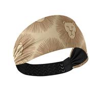 Bandeau élastique large pour femme - Marron - Style rétro - Lions minimalistes - Évacuation de l'humidité - Pour le cyclisme, le yoga, le lavage du visage - Basketball - Vendas para el pelo mujer