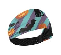 Bandeau élastique pour femme avec motif citrouille et chauve-souris orange à rayures pour le football, le lavage du visage, les séances d'entraînement de tennis, accessoires de tennis pour le cabello