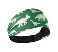 Bandeau élastique pour femme avec silhouette de dinosaure tricératops vert évacuant l'humidité pour femme pour le sport athlétique, les entraînements, le football, la course à pied, les diadèmes