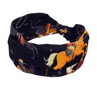 Bandeau élastique pour femme, cow-boys West Wild avec chevaux, noir, large, bandeau antidérapant, bandeau anti-transpiration, bandeau de yoga pour entraînement, gym, course, fitness, sport