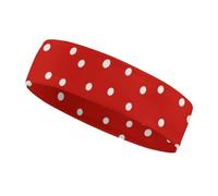 Bandeau élastique pour homme et femme, rouge et blanc à pois ronds pour la course, le fitness, le tennis, le basket-ball, le yoga et plus encore (lot de 1)