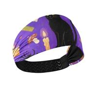 Bandeau élastique rafraîchissant pour femme avec tête de mort de chat noir pour Halloween, course à pied, entraînement de football, cintillos de pelo para mujeres