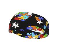 Bandeau élastique respirant pour la sensibilisation à l'autisme, pièces de puzzle, imprimé cœur, pour la course, le cyclisme, le yoga, la gym, unisexe