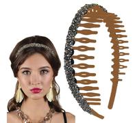Bandeau élastique strass - Flocage Peigne Bandeaux Minces Pour Femmes,Double rangées de cerceaux de cheveux perlés scintillants, tissent des bandes de cheveux étroites accessoires de cheveux pour les