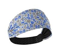 Bandeau élastique tendance rétro avec motif floral gris bleu patate douce antidérapant pour femme pour un usage quotidien gym course diadema para ni