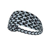 Bandeau élastique ultra doux imprimé éléphant bleu noir respirant sport course à pied activités de plein air
